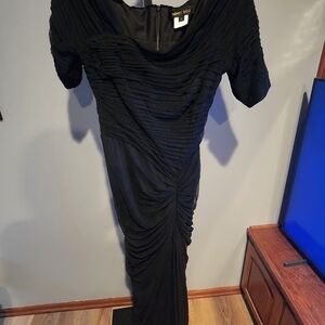 Tadashi Shoji Black Ruched Maxi Dress